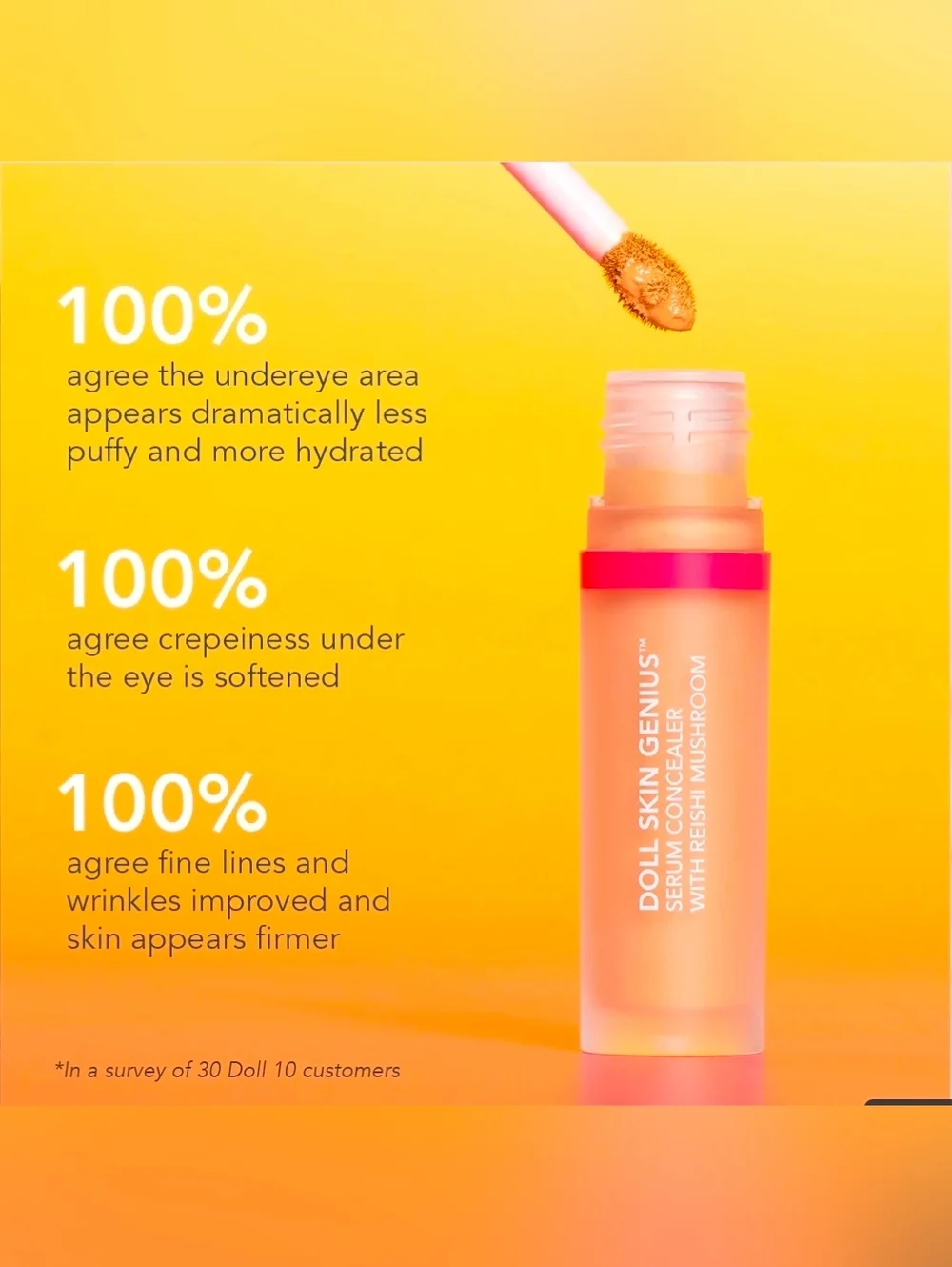 Doll 10 Doll Skin Genius Serum Concealer with Reishi Mushroom, MEDIUM, NWT
